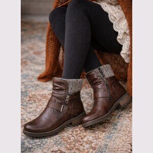 Lauren Taylor - Cuffed Zip up Ankle Boots with Buckle